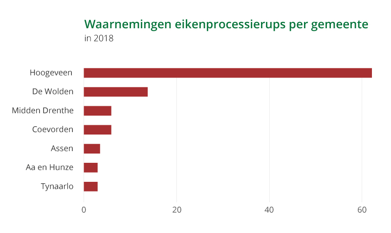 Waarnemingen eikenprocessierups in Drenthe 